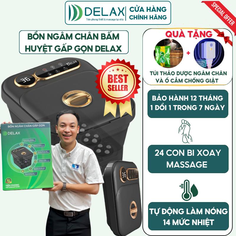  Bồn Ngâm Chân Massage DELAX Gấp Gọn 24 Bi Lăn,14 Mức Nhiệt Thư Giãn An Toàn Chống Giật BNC02 