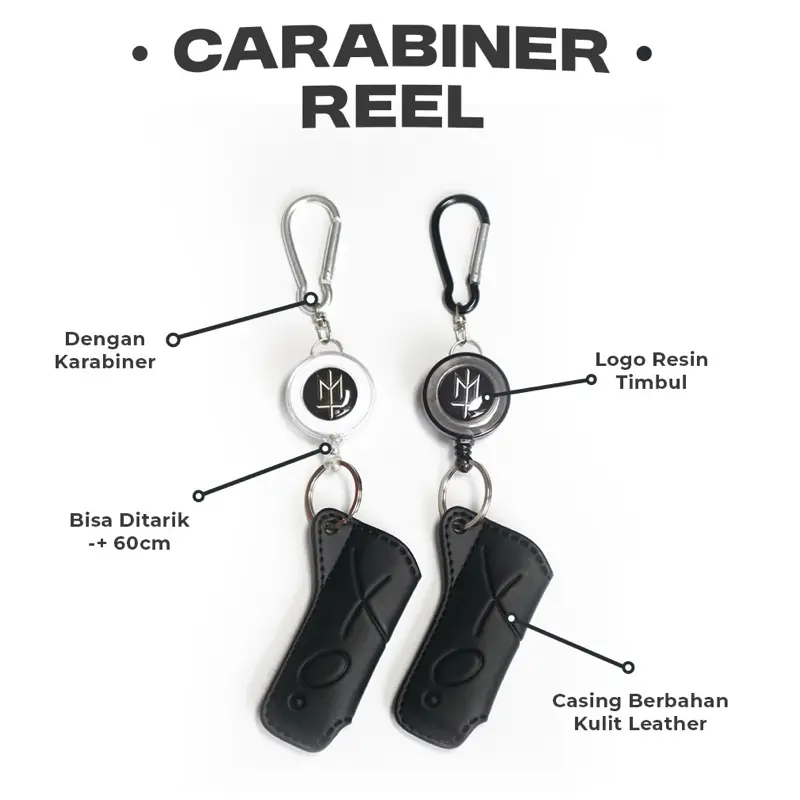 Gantungan Kunci Aksesoris  Gaya Skena dengan Karabiner dan Logo Resin Timbul - Keychain