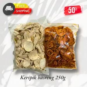 Keripik Basreng Basreng Koin Pedas Daun Jeruk Camilan Lezat 250 Gram