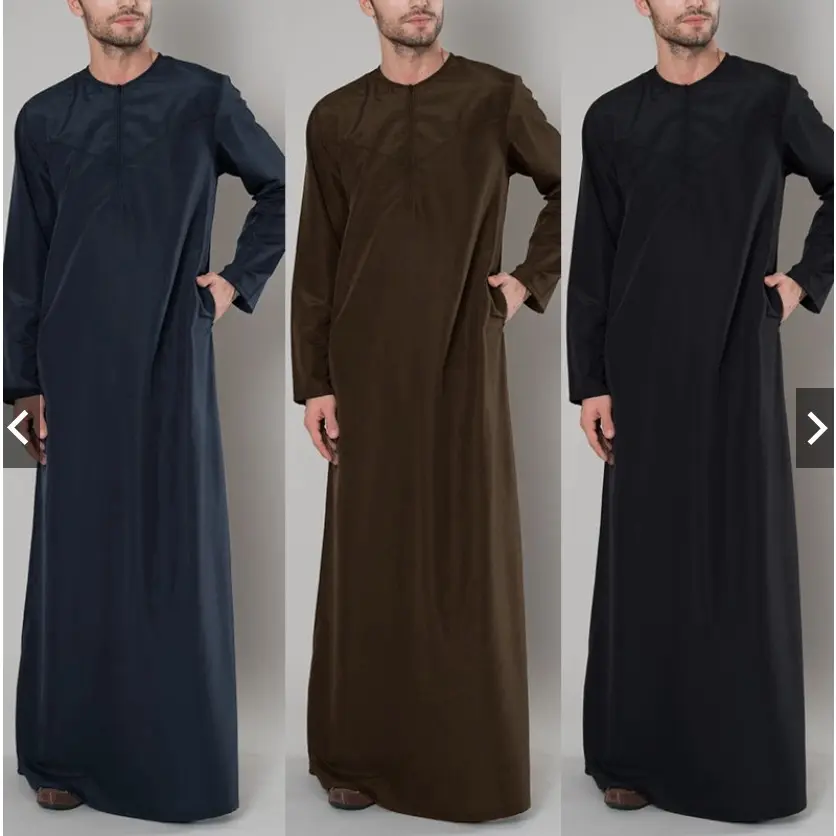 Plus Size Men Raya Muslim Casual Loose Round Neck Kaftan Long Sleeve shirts Robe