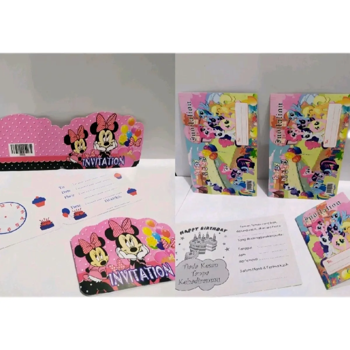 Undangan Ulang tahun / kartu Undangan /undangan ultah anak/undangan model lipat /undangan karakter Plastik