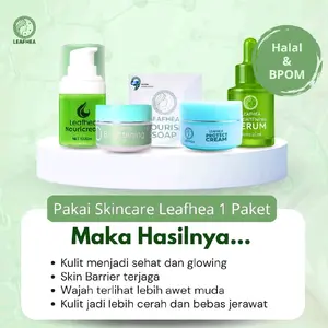 Paket Leafhea Skincare Glowing BPOM Original 100% Asli - Rangkaian Skincare Serum Sunscreen Nouricream Gel
