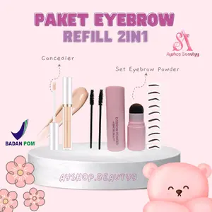 (BPOM Refill 2in1) Aybrow Beauty Paket Hemat Eyebrow Stamp (Eyebrow Powder+ Concealer)  Cetakan Alis