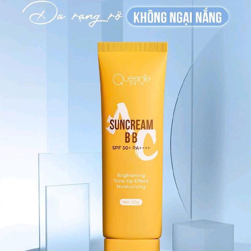 Kem chống nắng phổ quang A và C Queenie skin SPF 50 Skincare Dưỡng Da Mặt không nâng tone hộp 50g