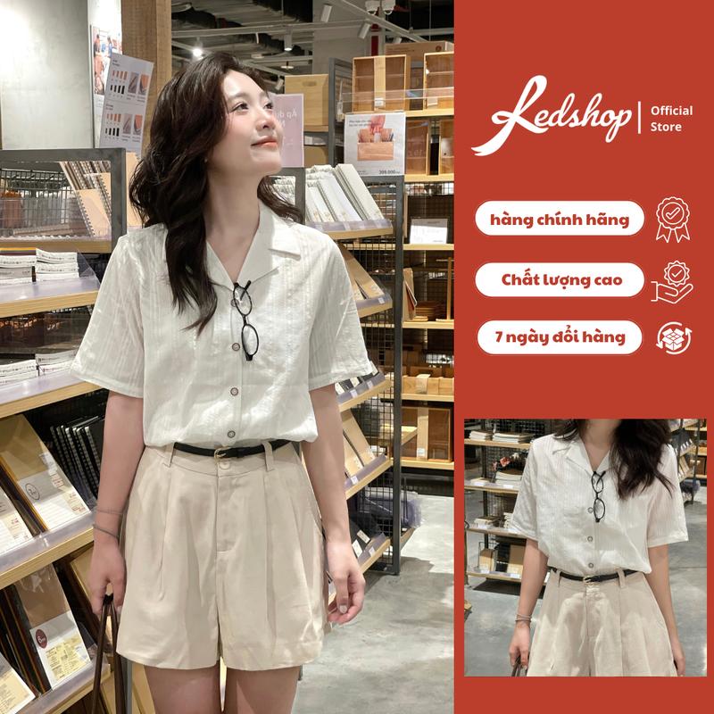 Áo sơ mi nữ cổ vest Red Shop 308014 chất thô boil mát vintage thanh lịch Hàn Quốc basic
