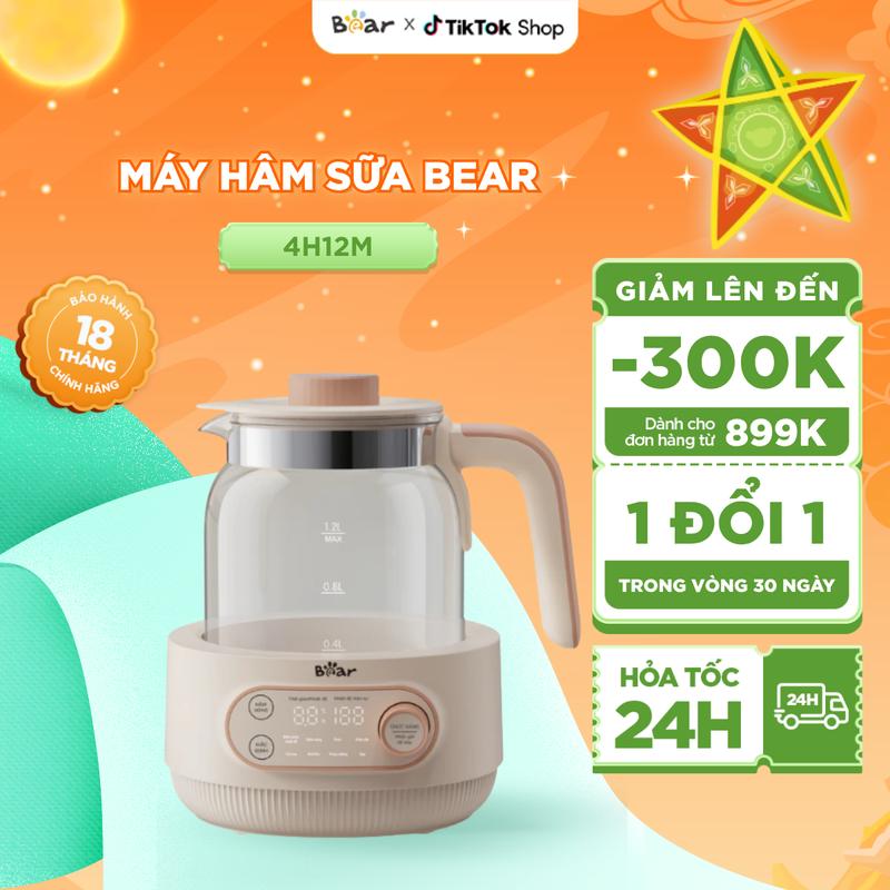 Máy Đun Nước Pha Sữa BEAR 1.2L Bình Đun Nước Hâm Sữa Bình Đun Giữ Nhiệt Cho Mẹ Máy Hâm Sữa Cho Bé Phiên Bản Mới WW-4H12M