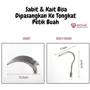 TK-19 Sabit Kecil & Kait Bisa Dipasangkan Ke Tongkat Petik Buah / Ujung Hook & Ujung Sickle Ada Baut Khusus 8mm