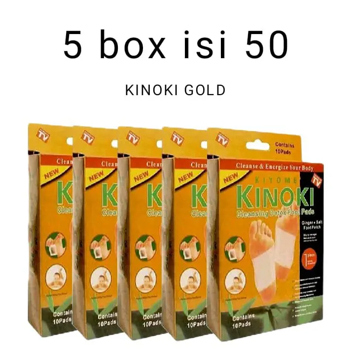 Kinoki Gold Detox Foot Pads Koyo Kaki Penyerap Racun Secara Alami-Paket 5 Box isi 50 PCS