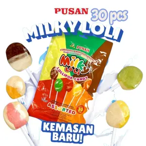 Pusan Milky Loli Permen Susu 30 Pcs Aneka Rasa Kemasan Baru Lollipop Candy