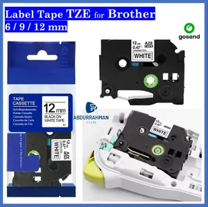 Label Tape Printer for Brother TZE 241 641 251 261 651 661 211 611 221 231 621 631 8m 6mm 9mm 12mm 24mm Black on White Yellow Putih Kuning