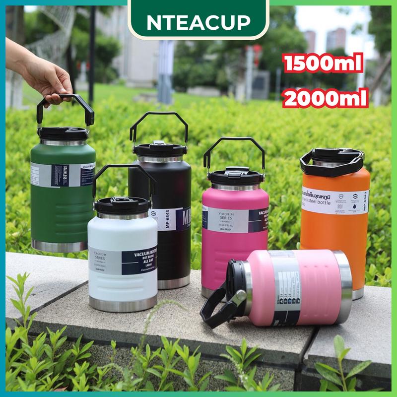 Bình giữ nhiệt NT05 2000ml lõi Inox 304 miệng rộng dáng lùn có ống hút tiện lợi