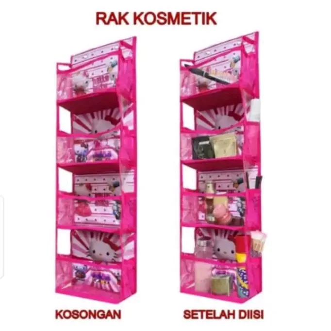 RAK KOSMETIK GANTUNG KARAKTER 4 SUSUN MURAH Pink 1
