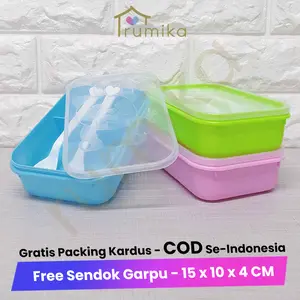Lunch Box Segi Small Panda Sekat 2 - Free Sendok Garpu / Tempat Makan Wadah Bekal Anak Food Grade - Souvenir Ulang Tahun