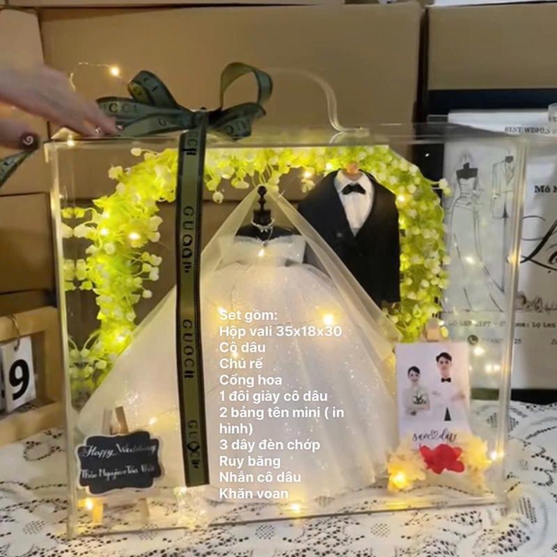 Vali mica Váy cưới cô dâu chú rể mini 35x18x30- Mô Hình Hộp quà váy cưới+hộp quà tặng