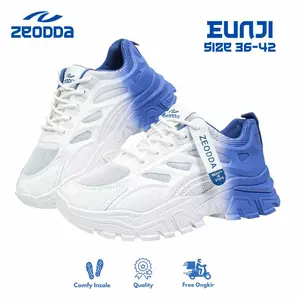 Zeodda Eunji Sepatu Sneakers Sport Sintetis Gradasi Wanita Cewek Korea Fashion Casual Shoes Karet Free Kotak Olahraga Perempuan 1033