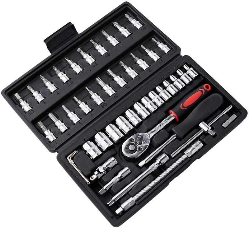 Product Introduction of 【SG Seller】Truslink 46Pcs Ratchet Wrench Socket Tools Set Metric 1/4'' Drive Screwdriver with Free Box Chrome Vanadium Tools Set Cr-V Mechanic for Car, DIY and Repair 3