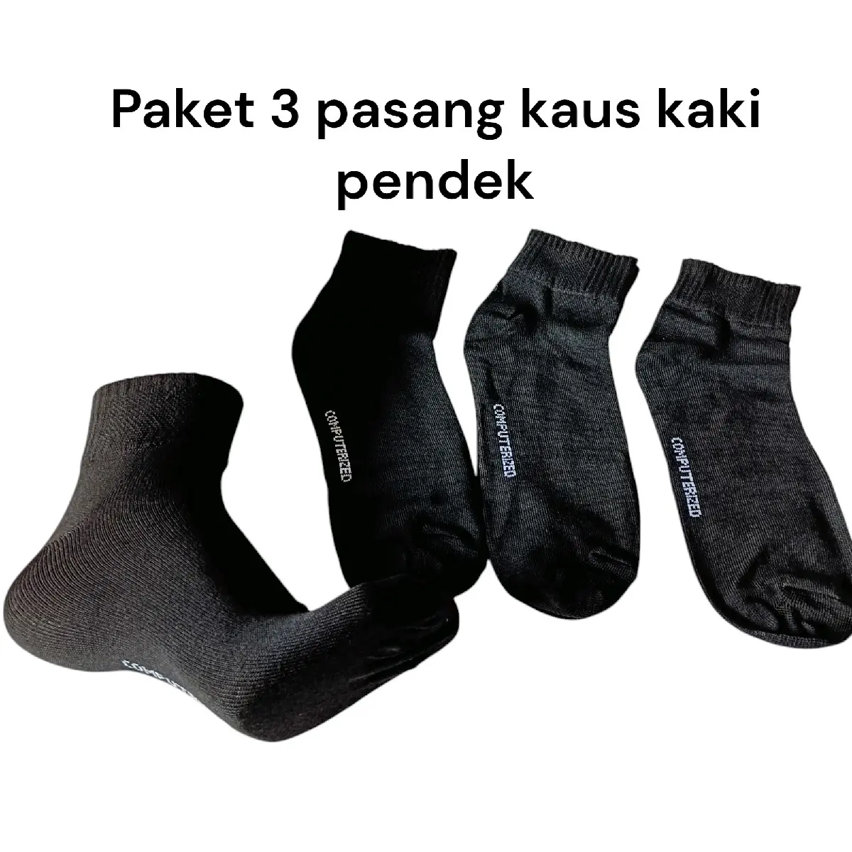 promo 3 pasang kaus kaki polos pendek pria dan wanita dewasa, katun spandek tebal dan adem Hitam Unisex Lembut Kerja spandexs atletis