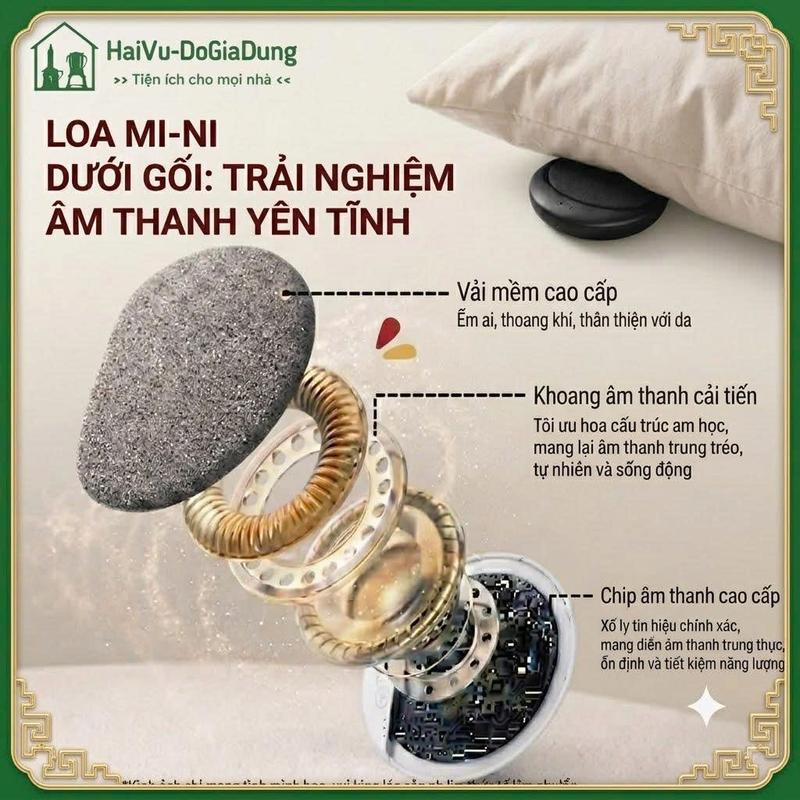 Loa mi ni để dưới gối , khoang âm thanh cải tiến , kết nối qua bluetooth với…