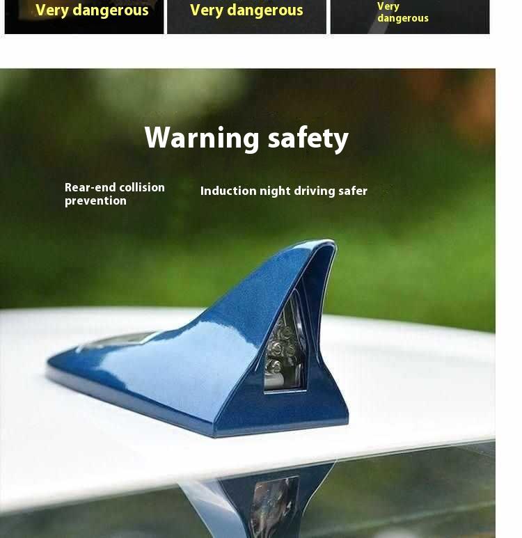 Product Introduction of Car solar flashing light decoration shark fin antenna anti rear end collision roof light LED tail wing modification warning light 2