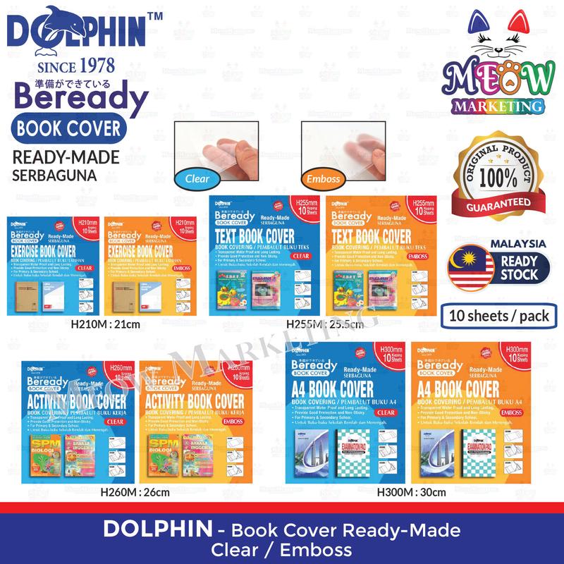 Dolphin Ready Made Book Cover / Book Wrapper (10 sheets) - Clear ...
