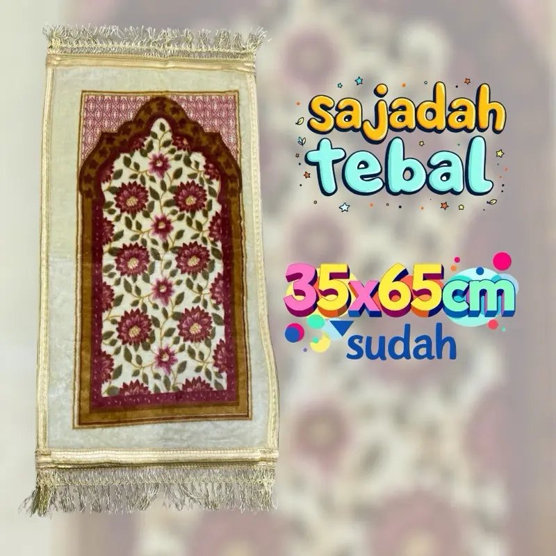 Sejadah Muslim Anti Slip Tebal Embos Motif Kotak Haji - Nyaman - Sajadah, Turki Mini Traveling Umroh Tipis Pouch 4