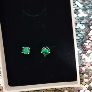 Anting zamrud, warna turmalin kristal vintage, wanita