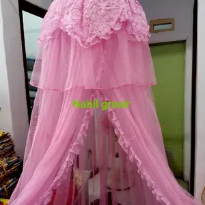 Kelambu gantung rempel pink