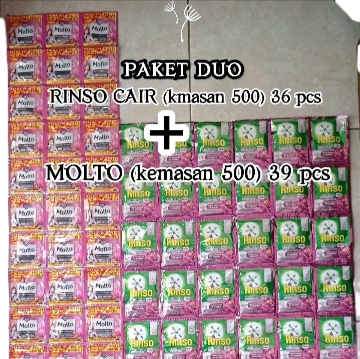 Paket Duo 75pcs (36 rinso cair + 39 molto)