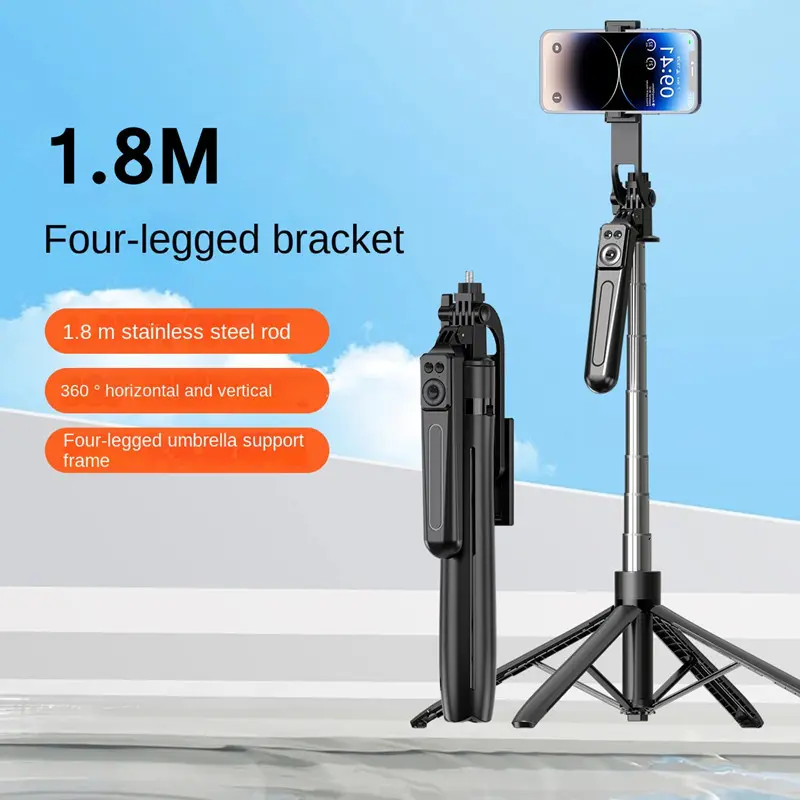 Wireless Selfie Stick with Bluetooth Remote Portables Foldable Stand tripod for Vlog Shooting Record for Smartphone