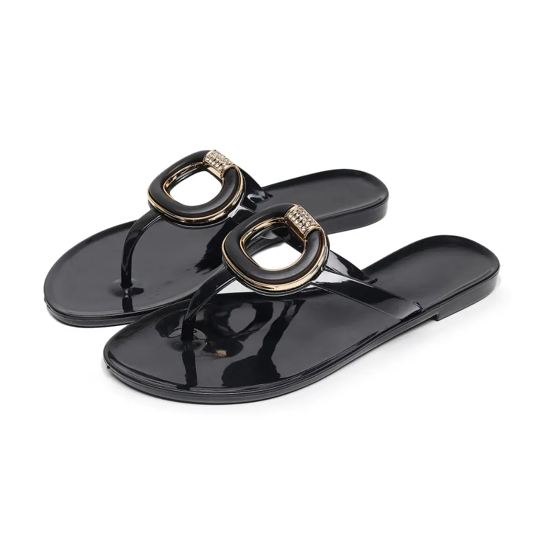 OKAIDO Sandal Jepit Wanita Cewek Korea Style New Arrival Karet Jelly Anti Air Hitam Pink Nyaman Mewah Elegan Anggun Sendal Flat Perempuan