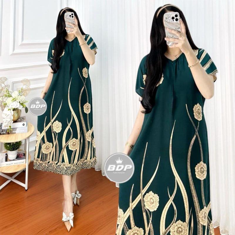 Daster Chibi 3/4 Daster Viral Motif Rumput - Kain Santung Rayon Tebal ...