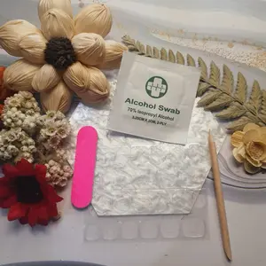 Sticker Lem Jelly Kit Set Lem Kuku Palsu + Kikir Kuku + Alcohol Pad + Wooden Stick Toolkit Set Lem