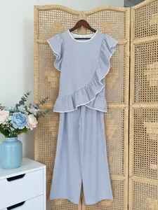 MAIA Striped Set Salur - Setelan Wanita Motif Salur Panjang & Vest Atasan Casual Simple Outfit Hangout Nyaman Kancing Baju Stripe Bahan Jatuh Adem One Set Striped