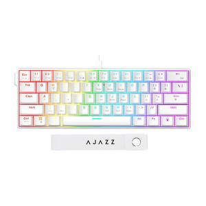 AJAZZ NK61 小型構成のメカニカルキーボード、赤スイッチ搭載でeスポーツ向け、軽量オフィス用キーボード、22キー、ABS製フラットキーキャップ（衝撃に強く耐久性がある）、有線プラグ＆プレイ対応、ゲーミングとオフィスの両方に適した設計