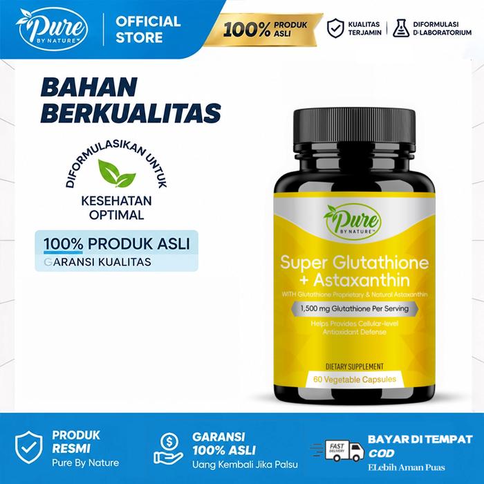 Gambar Super Glutathione + Astaxanthin - Atasi kulit kusam, kerutan dini, flek hitam, sekaligus kencangkan & cerahkan kulit dari Pure By Nature MALL-1 Kota Tangerang Tokopedia