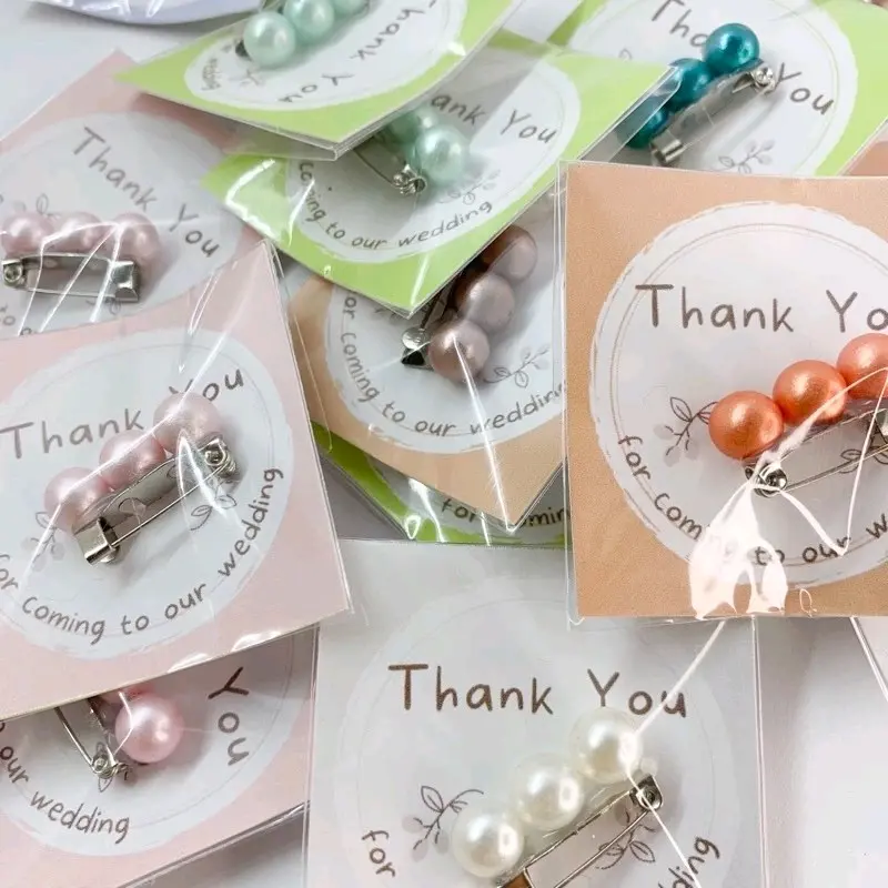 (isi 50 pcs) souvenir bross mutiara SUDAH TERMASUK KARTU UCAPAN Bros Clips bros kebaya z-silver dagu