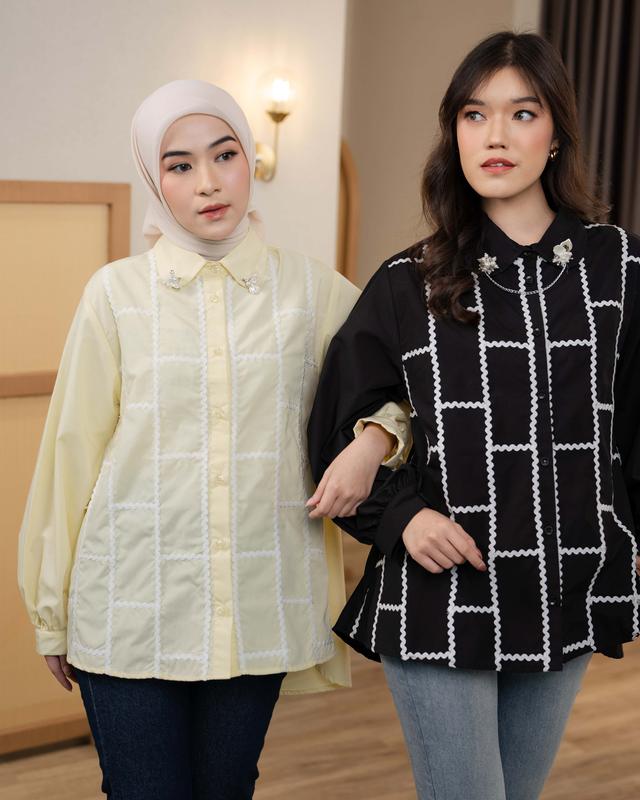 Mayoutfit Zeeva Shirt | Kemeja Poplin Wanita Detail Renda Bordir 3