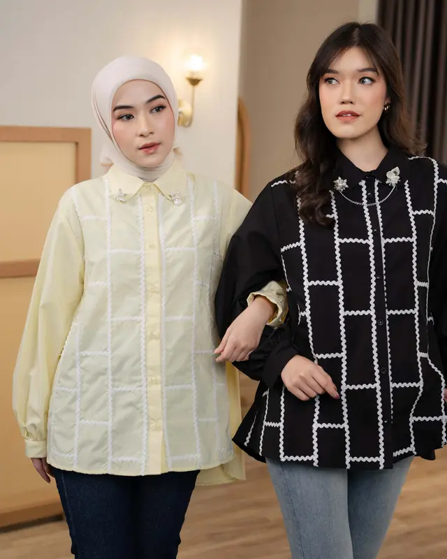 Mayoutfit Zeeva Shirt | Kemeja Poplin Wanita Detail Renda Bordir 2