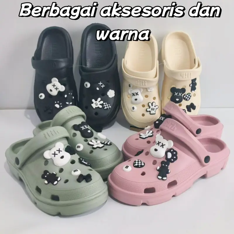 Sandal wedges wanita terbaru dengan berbagai aksesoris sandal pantai outdoor bersol tebal yang nyaman 0