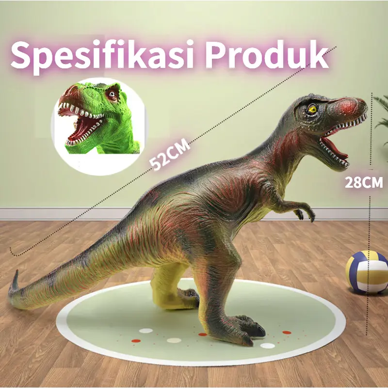Mainan dinosaurus Besar Mainan dinosaurus/Crazy Jurassic karet lunak besar / dengan suara/Tyrannosaurus Triceratops 6