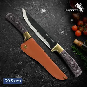 Pisau Dapur Daging Serbaguna Butcher Forged Chef Knife 3CR13 Large - LT328 - Brown/Silver