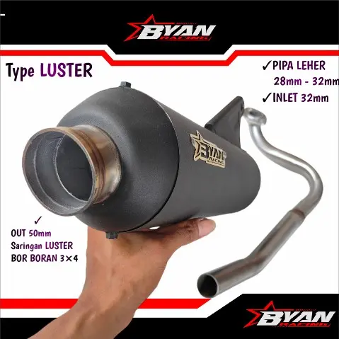 Knalpot Byan Racing LUSTER Bor Boran 3×4  Beat Vario Mio Sporty Nmax Aerox Scoopy INLET 32 Pipa 28mm 32mm Mesin Motor Motorcycle  Tabung 6