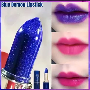 [LESSXCOCO Blue Lipstick Color Changing Moisturizing lessxcoco Lip Gloss Lipstik Biru Rubah Warna Waterproof Original Terlaris] Bibir Lasting Liquid