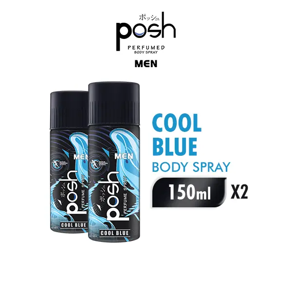 Posh Body Spray Men Cool Blue Botol 150ml x2 0
