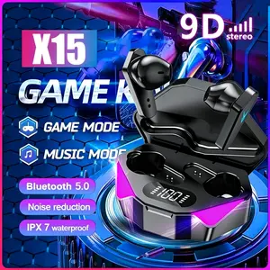 [COD]Headset TWS X15 Gaming Bluetooth 5.3 Nirkabel, Latensi Rendah 65ms, Mic HD Panggilan Jelas, LED Display, Full Bass, Harga Terjangkau