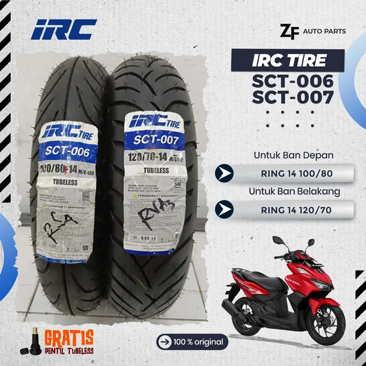 Ban Motor Vario 160 Ring 14 IRC SCT-006 100/80-14 & SCT-007 120/70-14 Tubeless