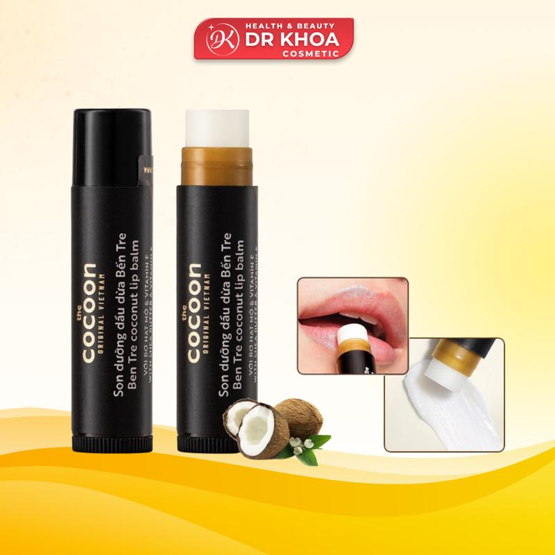 Son Dưỡng Môi Dầu Dừa Bến Tre Cocoon Coconut Lip Balm Thỏi 5g | Sản Phẩm Chính Hãng
