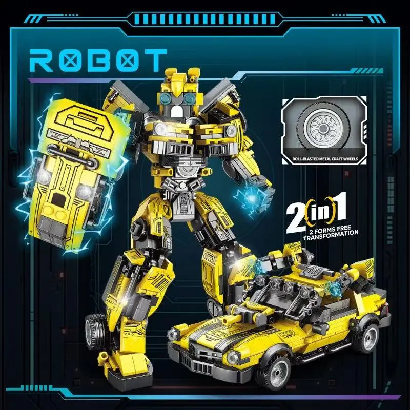 igoods.rose Mainan robot mainan blok bangunan mainan pencerahan blok bangunan pendidikan 3D keren untuk anak laki-laki 8