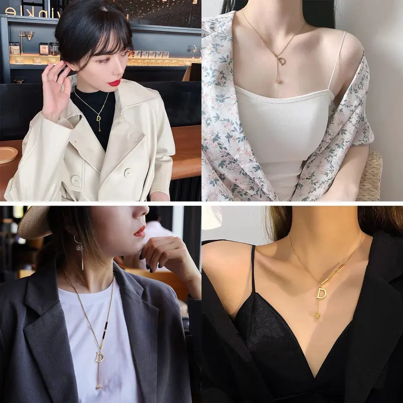 Vòng Cổ Ban Đầu Thời Trang Nữ, Chất Liệu Thép Không Gỉ, Phụ Kiện Mặt Dây Chuyền Nữ 1