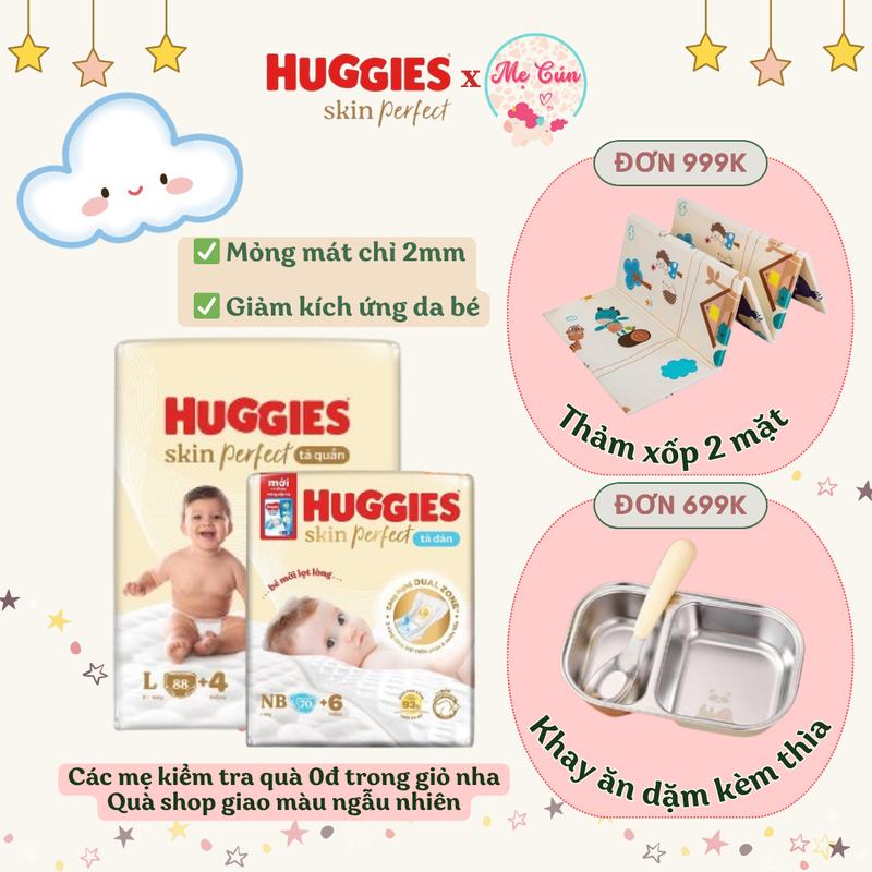 TÃ DÁN TÃ QUẦN HUGGIES SKIN PERFECT NB70 S54 M76 L66 XL58 XXL54 MẪU MỚI Cho Bé